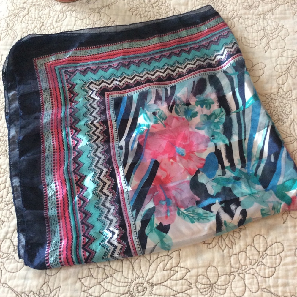 Floral blue scarf